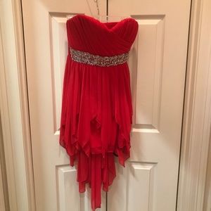 Red Strapless Homecoming Dress with Sequin